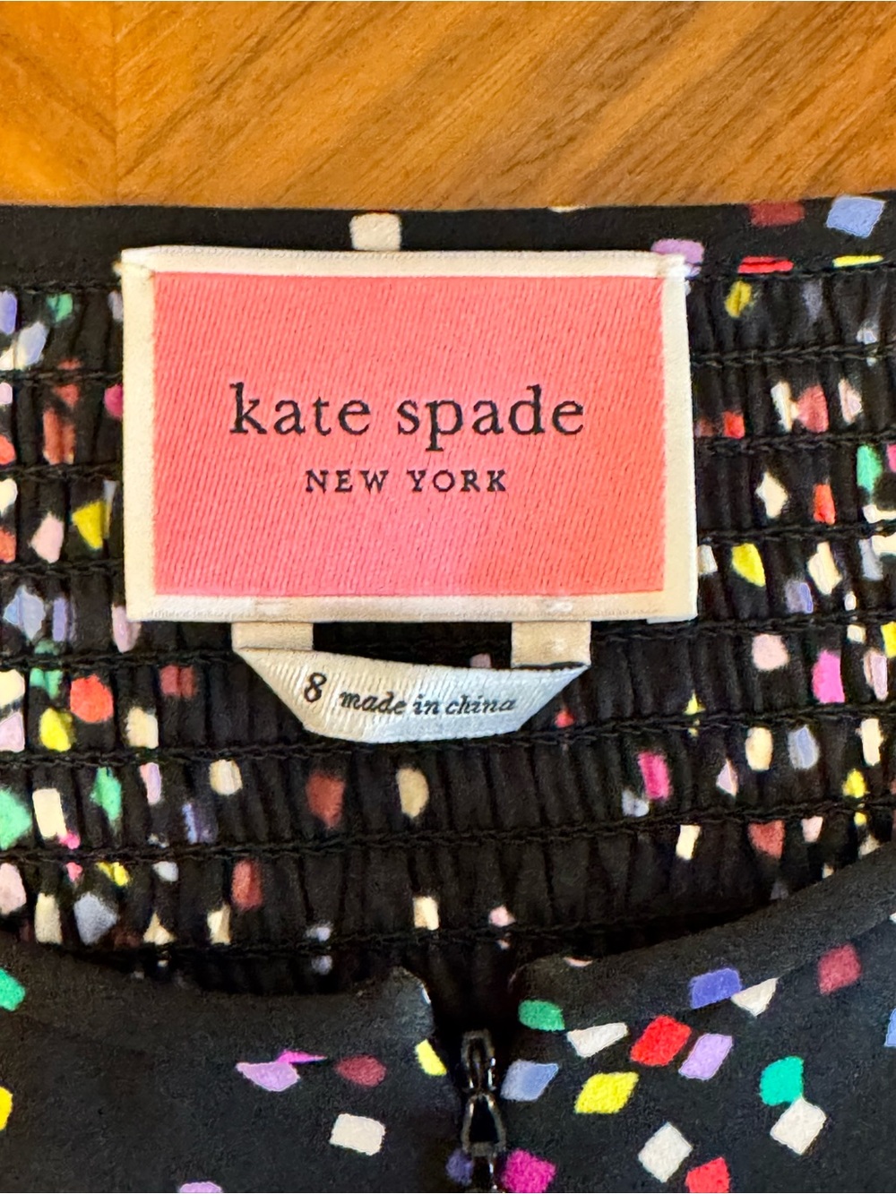 Kate Spade New York Confetti Cheer Smocked Long Sleeve Dress Size 8 - Picture 7 of 16